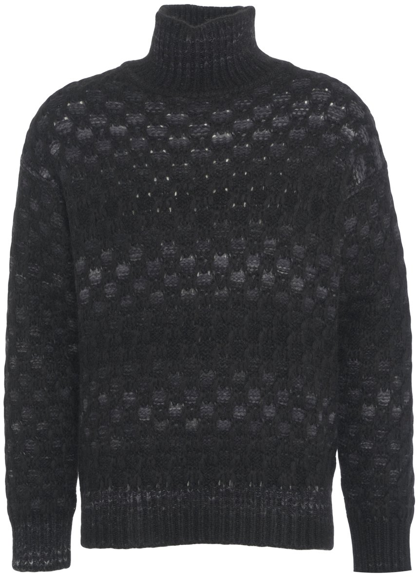 Roberto Collina Dolcevita in maglia lavorata Blauw