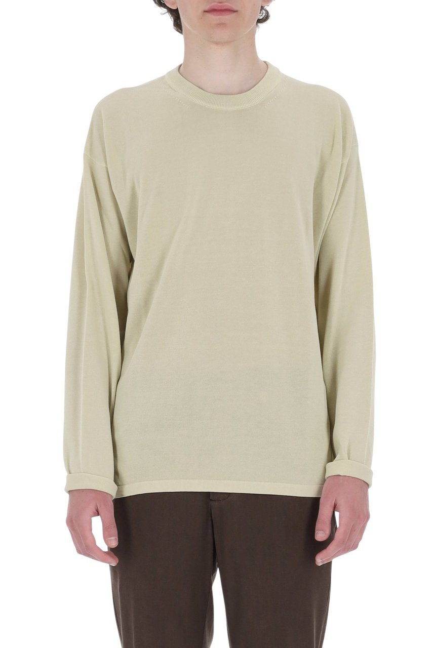 Roberto Collina Cotton Crepe Crewneck Sweater Neutraal