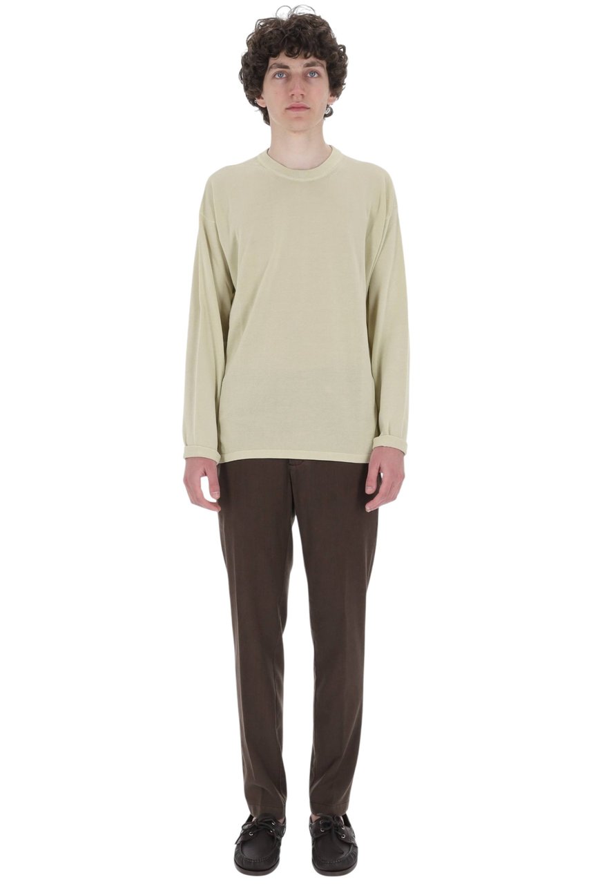 Roberto Collina Cotton Crepe Crewneck Sweater Neutraal