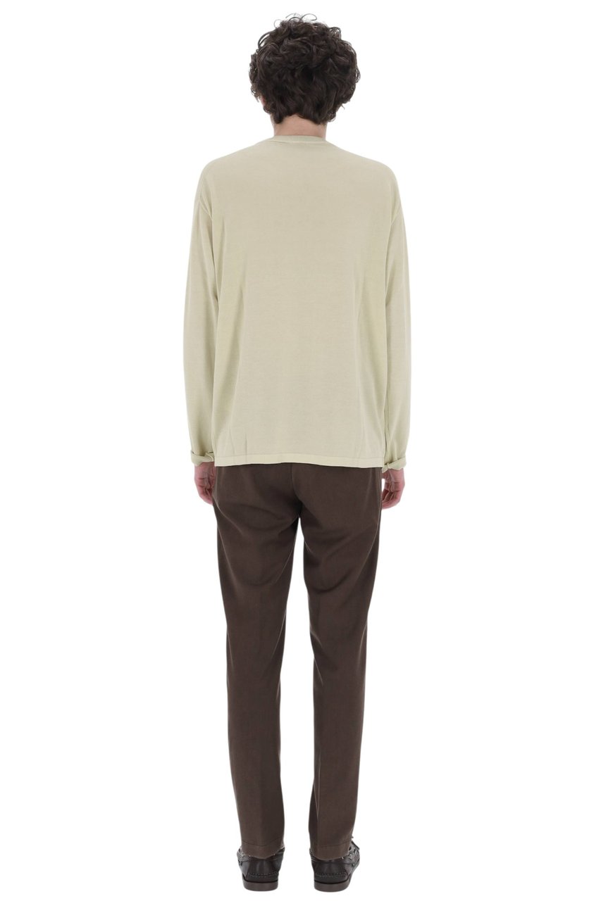 Roberto Collina Cotton Crepe Crewneck Sweater Neutraal