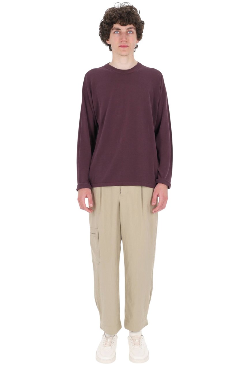 Roberto Collina Cotton Crepe Crewneck Sweater Grijs