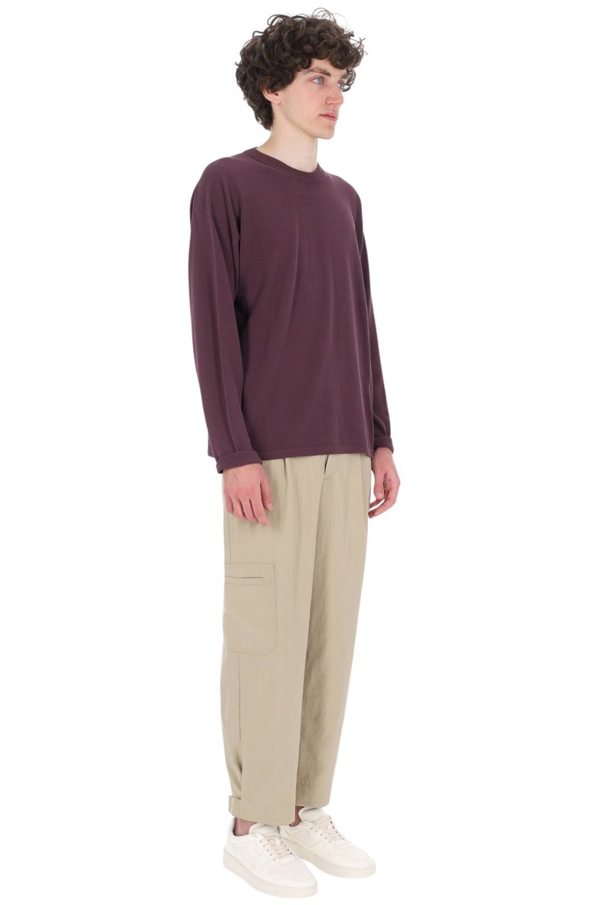 Roberto Collina Cotton Crepe Crewneck Sweater Grijs