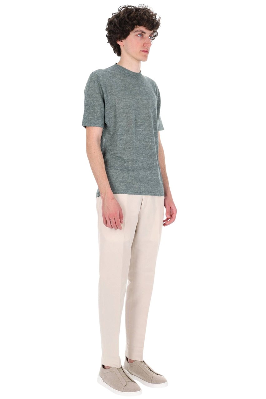 Roberto Collina Linen-Cotton Melange Casual T-Shirt Grijs