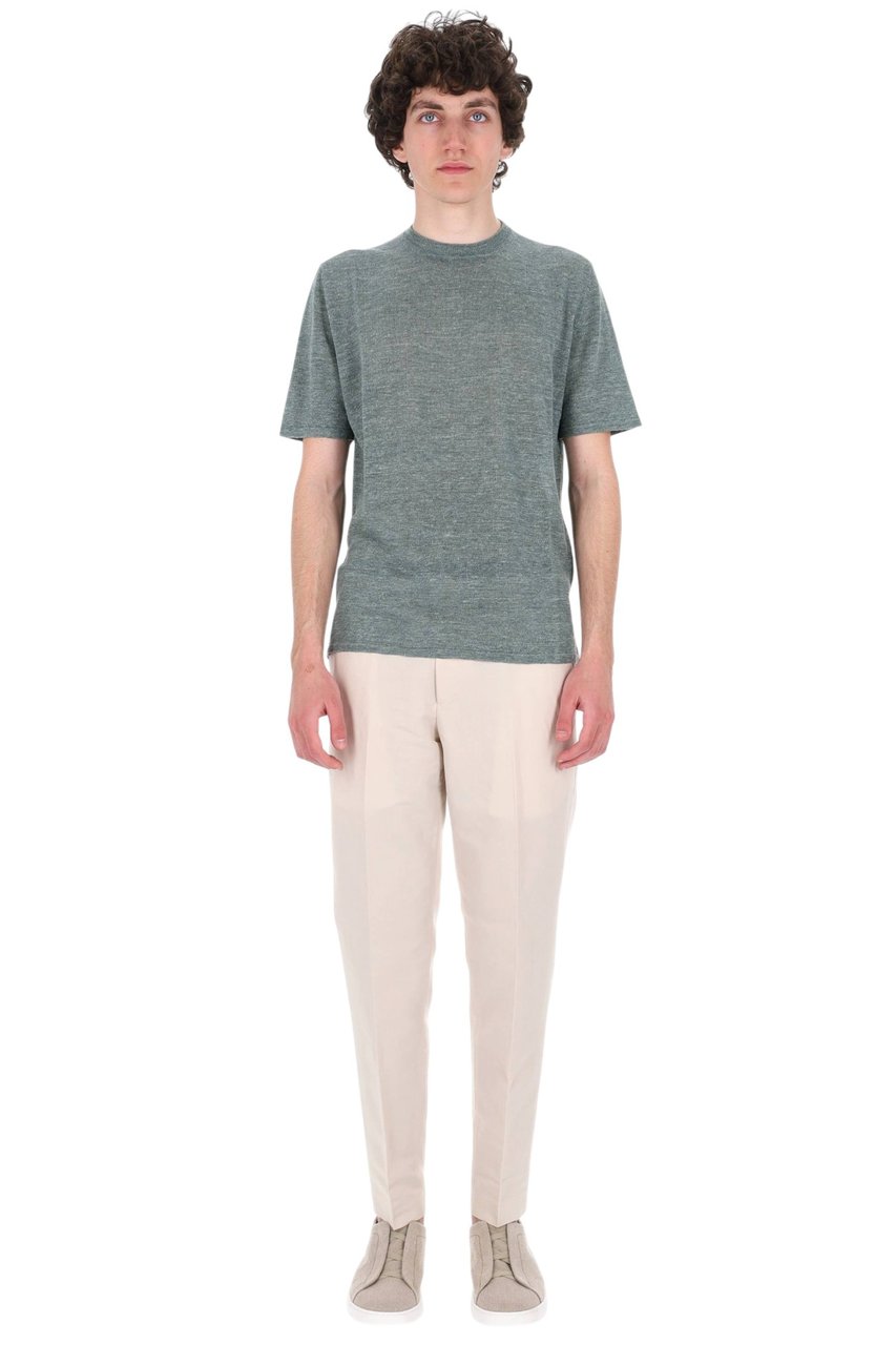 Roberto Collina Linen-Cotton Melange Casual T-Shirt Grijs