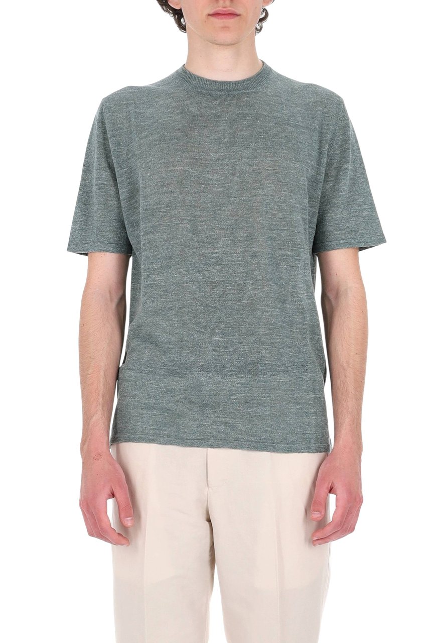 Roberto Collina Linen-Cotton Melange Casual T-Shirt Grijs