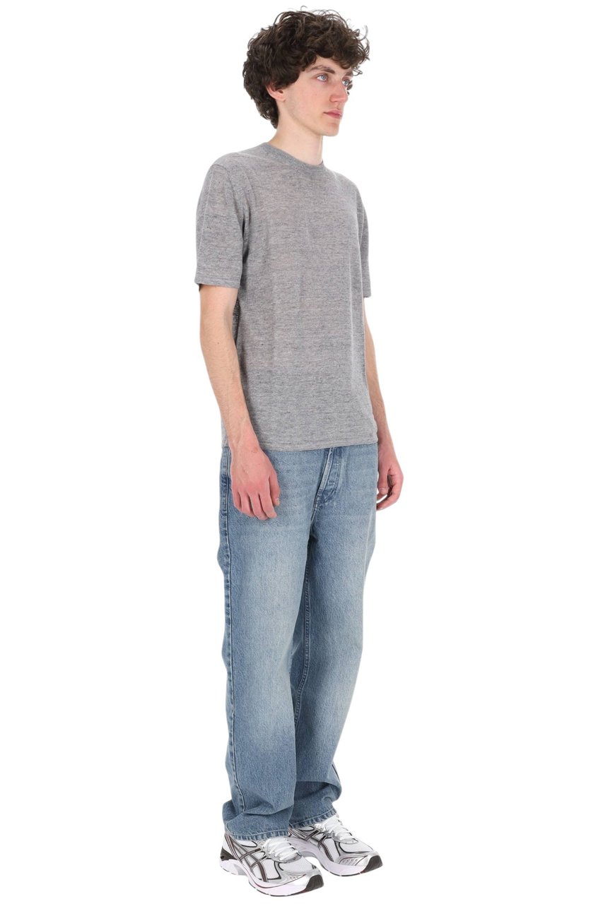 Roberto Collina Linen-Cotton Melange Casual T-Shirt Grijs