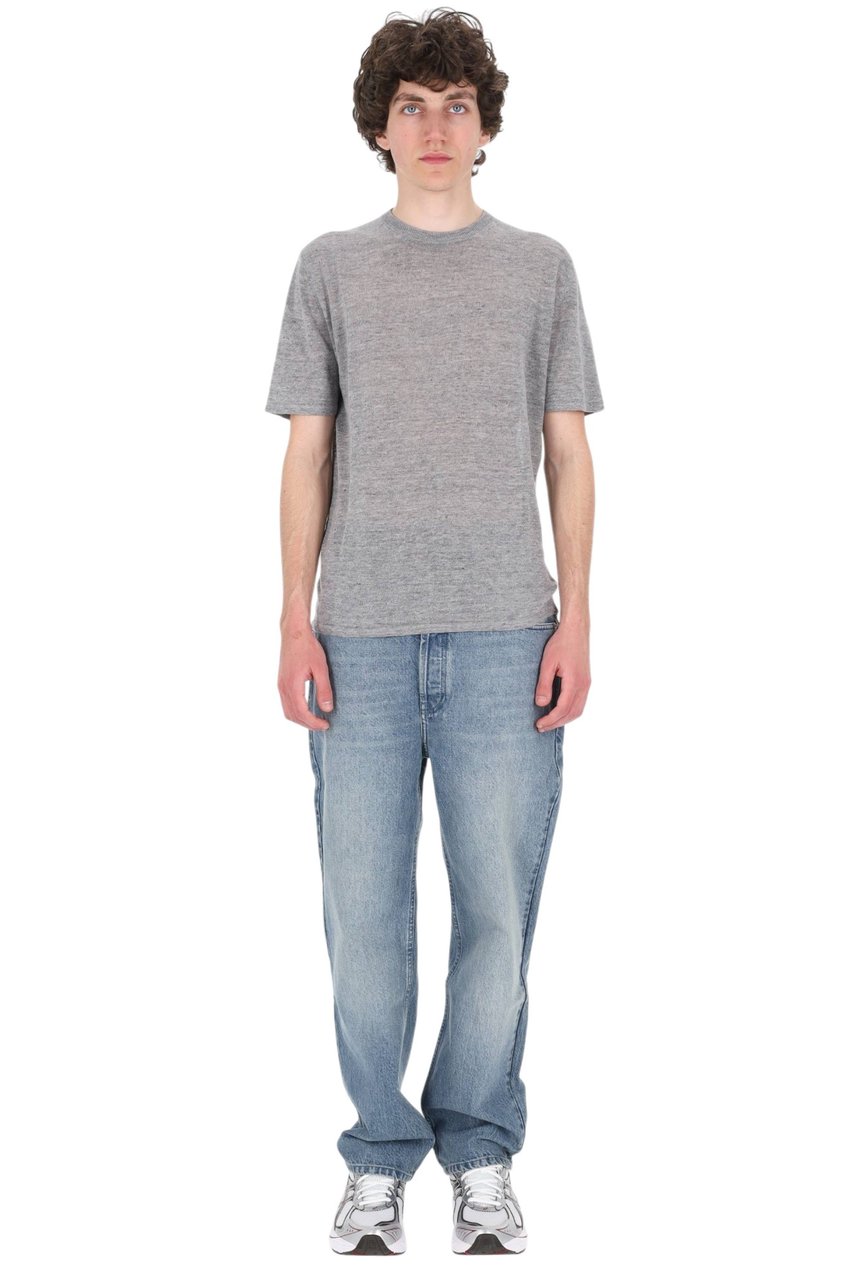 Roberto Collina Linen-Cotton Melange Casual T-Shirt Grijs