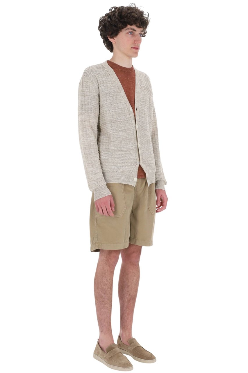 Roberto Collina Textured Cotton-Linen Knit Cardigan Neutraal