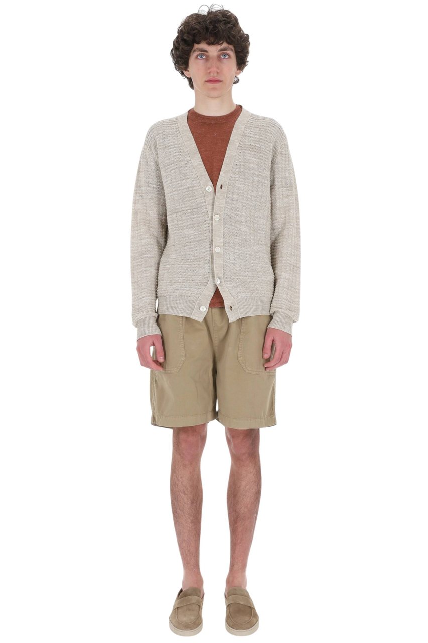 Roberto Collina Textured Cotton-Linen Knit Cardigan Neutraal