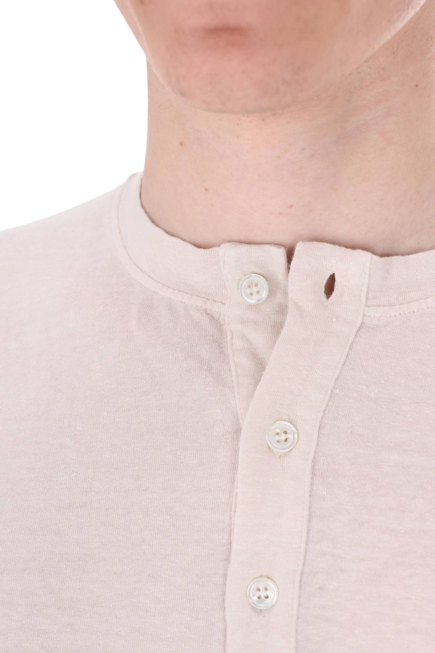 Roberto Collina Long-Sleeve Linen Jersey Henley T-Shirt Wit