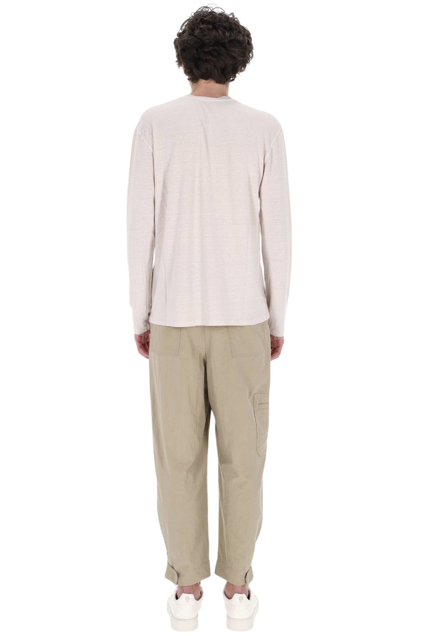 Roberto Collina Long-Sleeve Linen Jersey Henley T-Shirt Wit