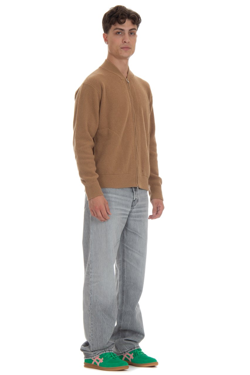 Roberto Collina Ribbed Wool Full-Zip Cardigan Bruin