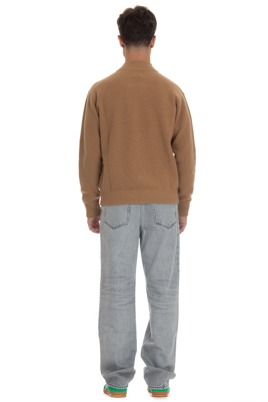 Roberto Collina Ribbed Wool Full-Zip Cardigan Bruin