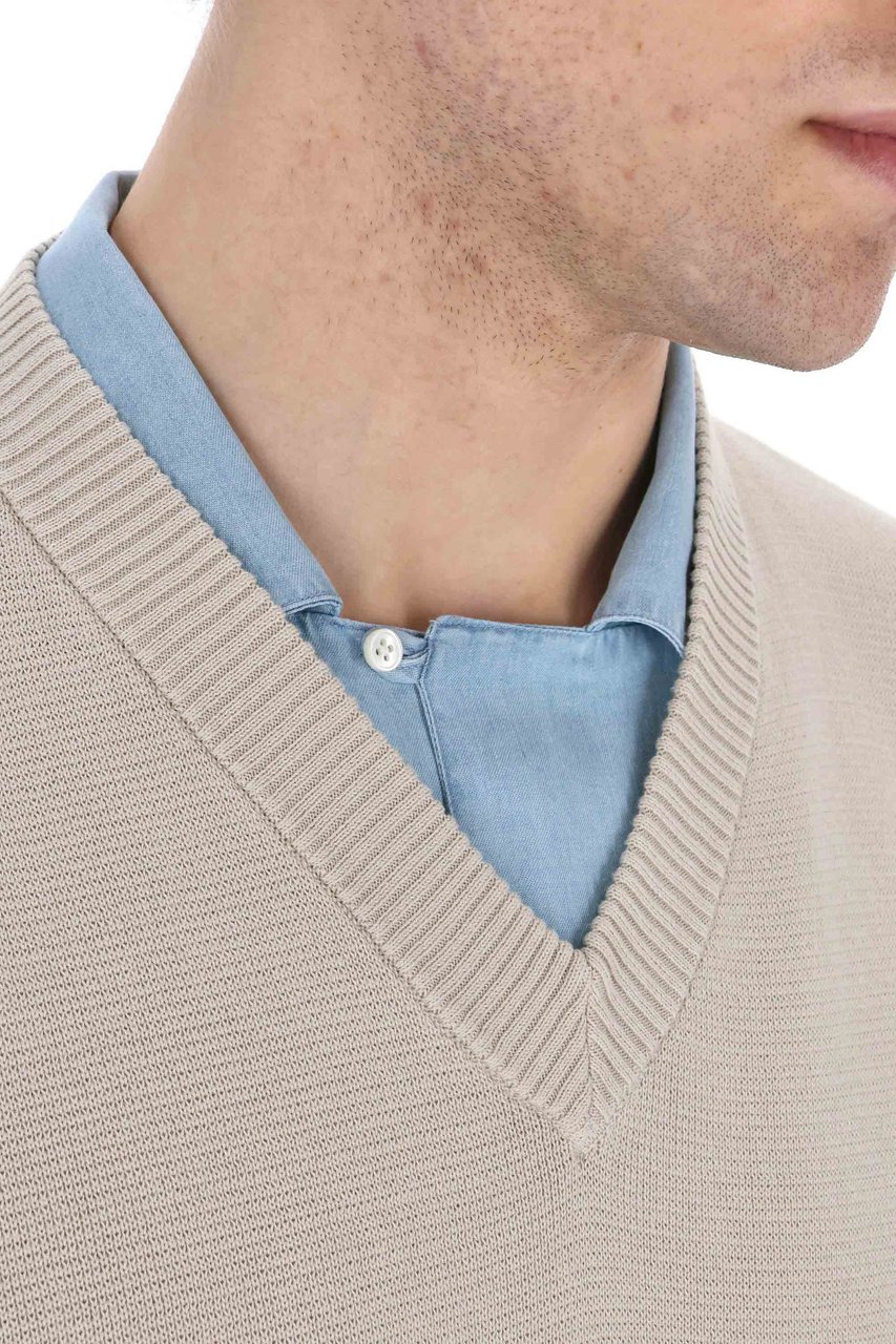 Roberto Collina V-Neck Cotton Gilet Grijs