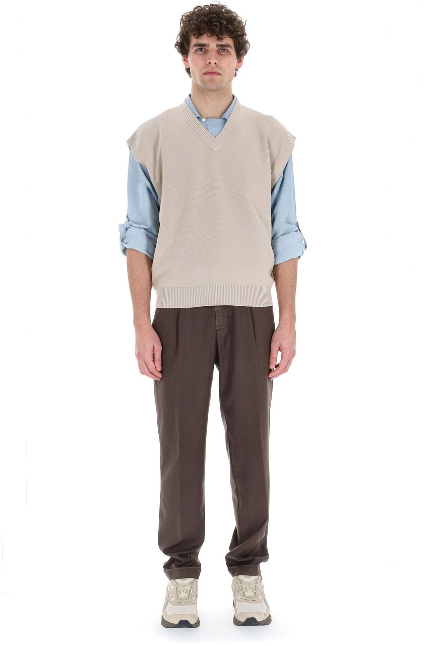 Roberto Collina V-Neck Cotton Gilet Grijs