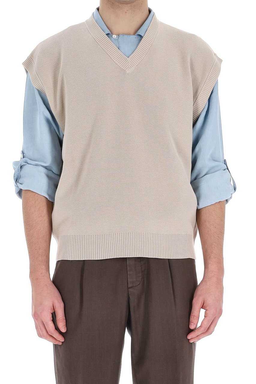 Roberto Collina V-Neck Cotton Gilet Grijs