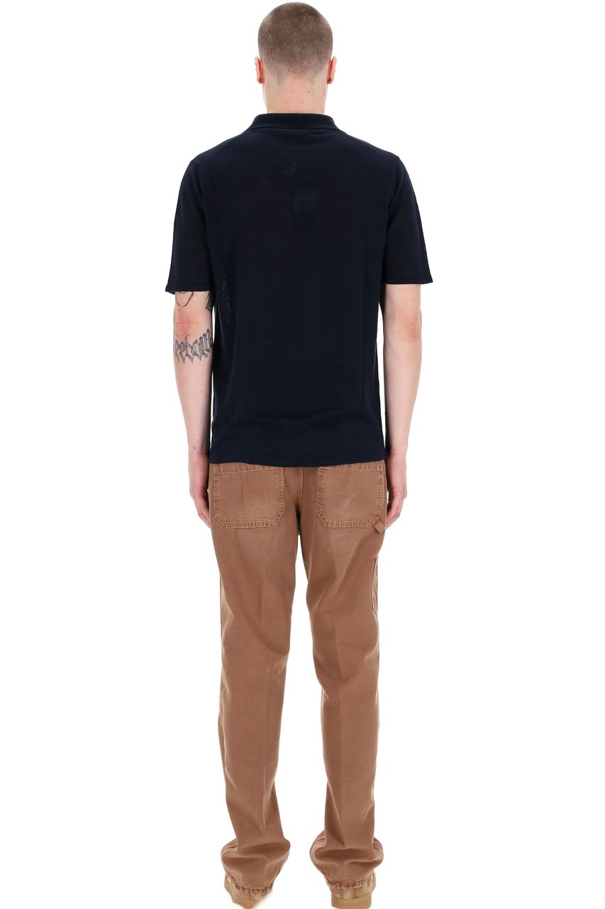 Roberto Collina Short Sleeve Linen Polo Zwart