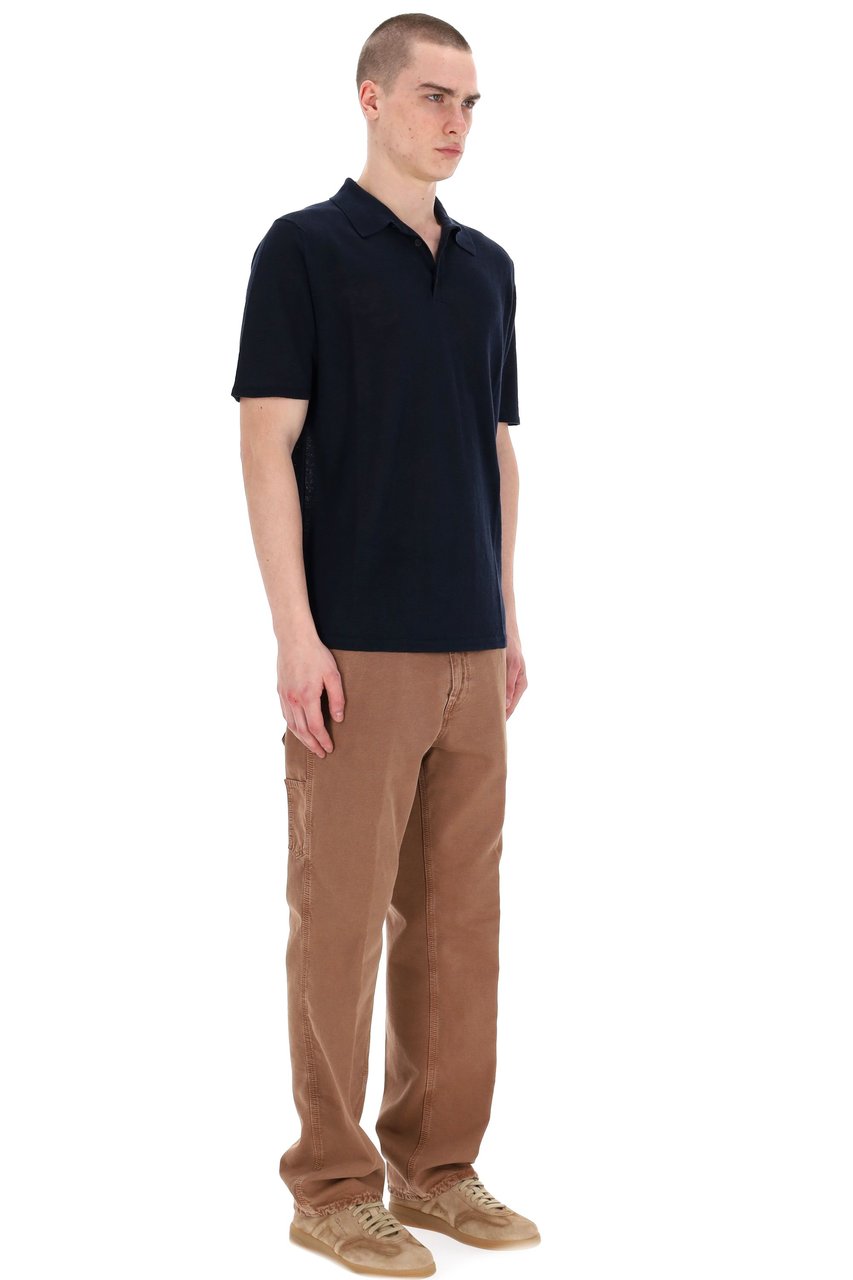 Roberto Collina Short Sleeve Linen Polo Zwart