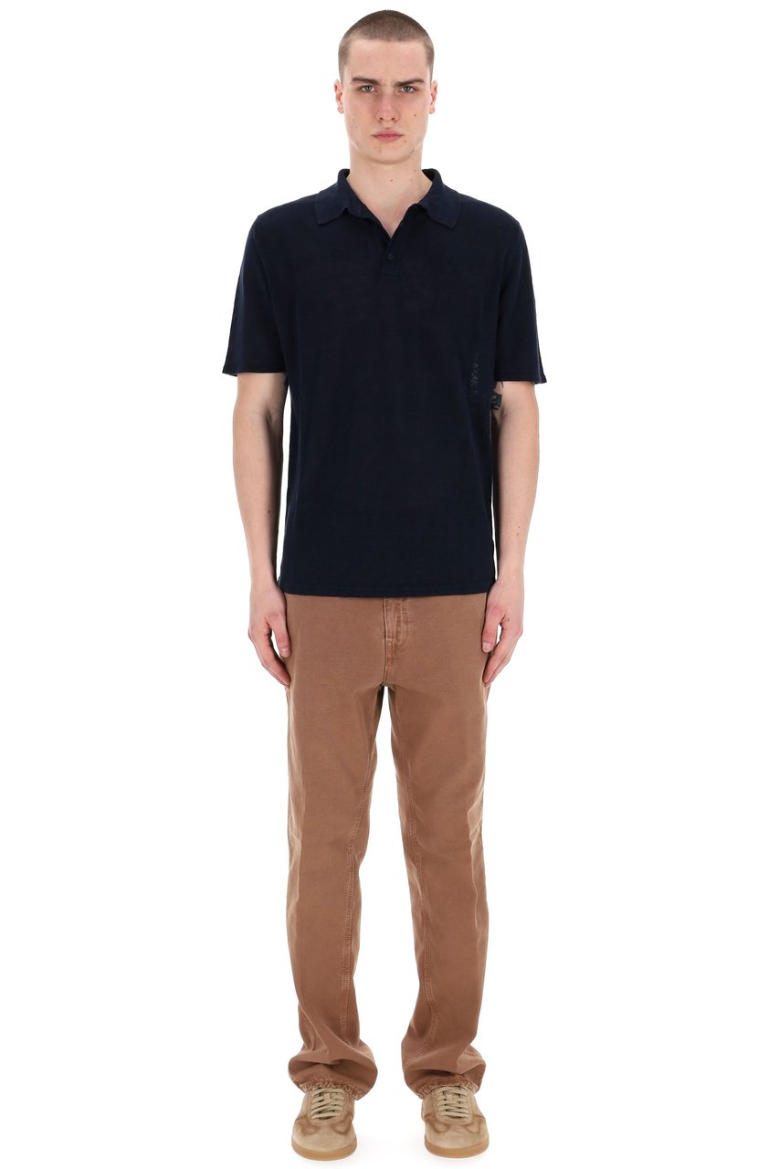 Roberto Collina Short Sleeve Linen Polo Zwart