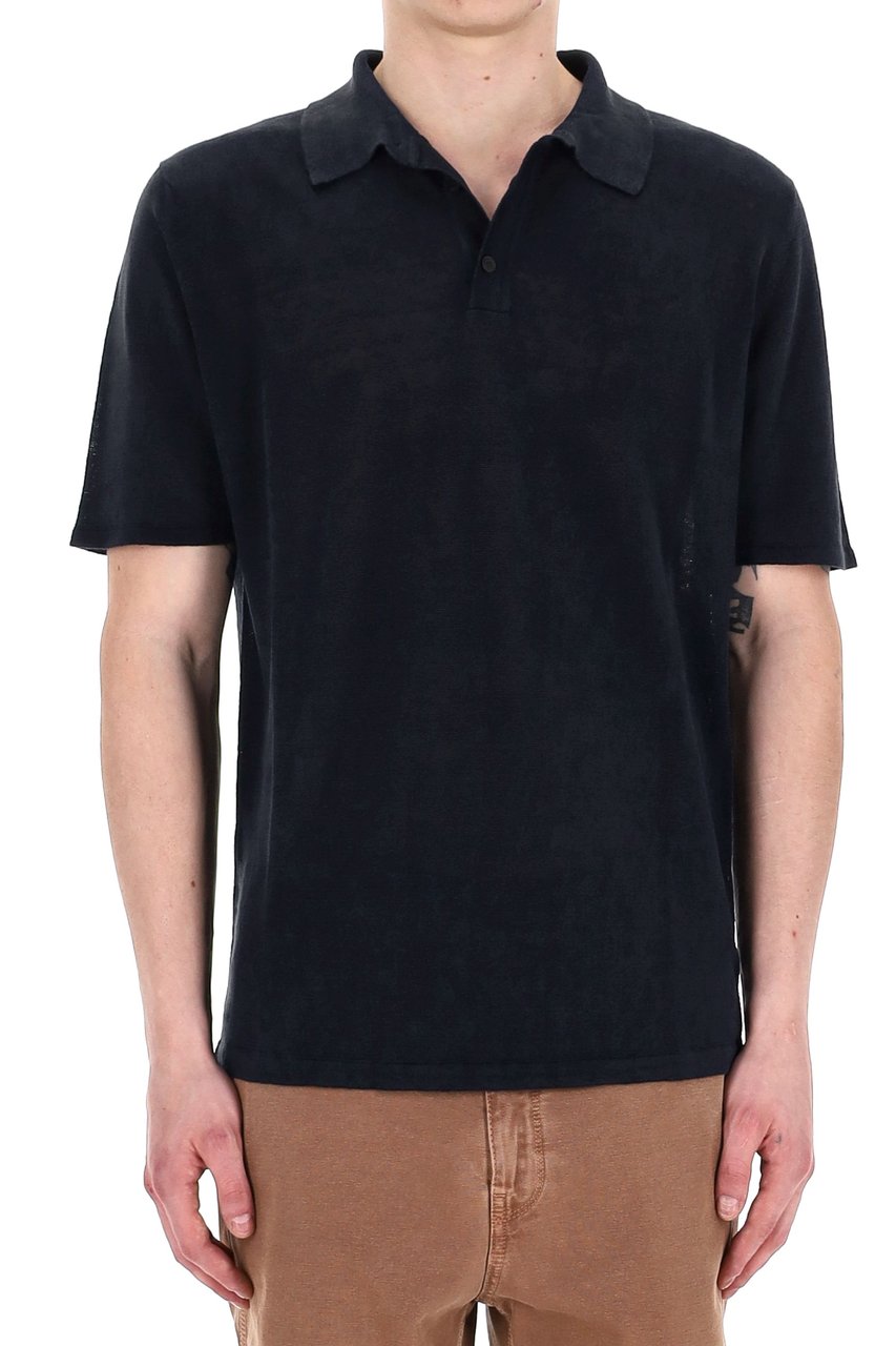 Roberto Collina Short Sleeve Linen Polo Zwart