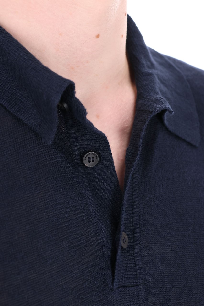 Roberto Collina Short Sleeve Linen Polo Zwart
