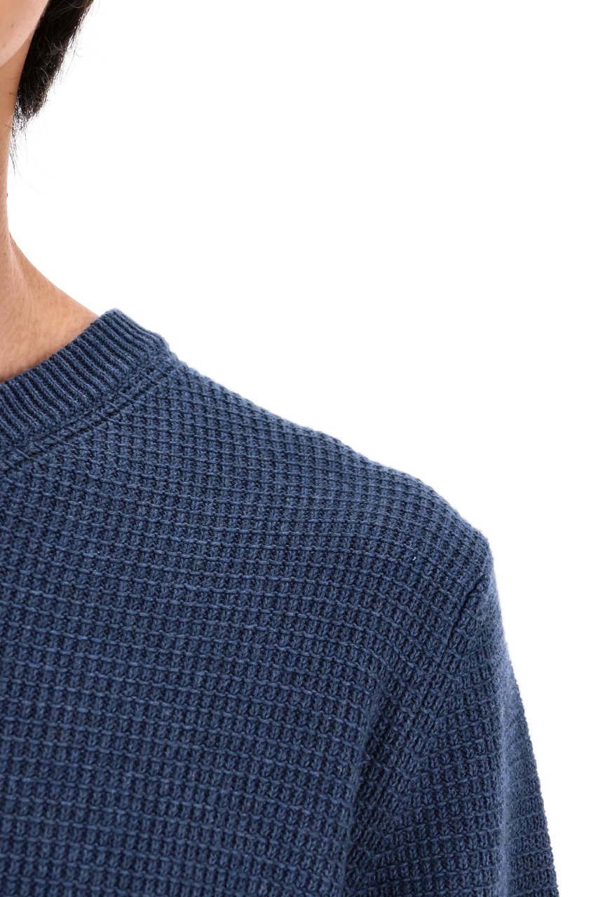 Roberto Collina Military Stitch Cotton Crewneck Sweater Neutraal