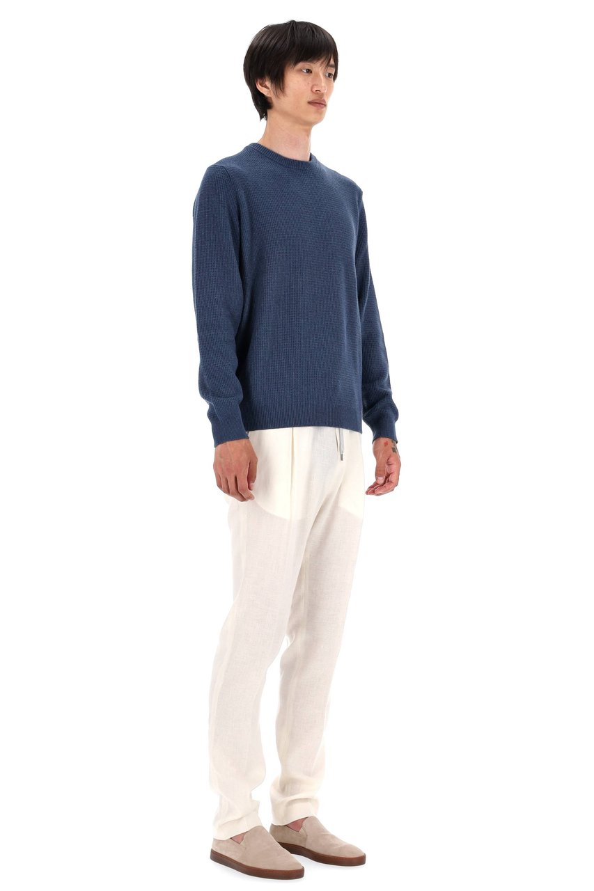 Roberto Collina Military Stitch Cotton Crewneck Sweater Neutraal