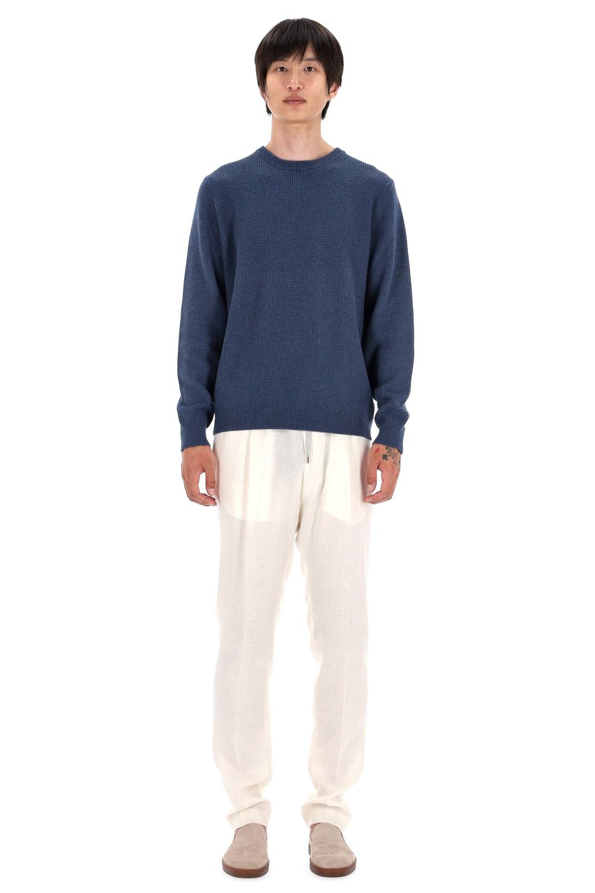 Roberto Collina Military Stitch Cotton Crewneck Sweater Neutraal