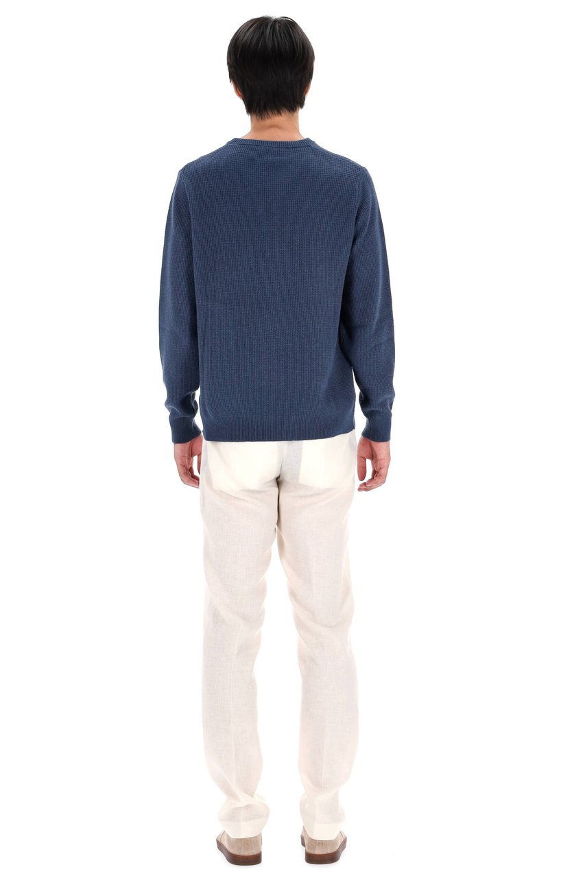 Roberto Collina Military Stitch Cotton Crewneck Sweater Neutraal