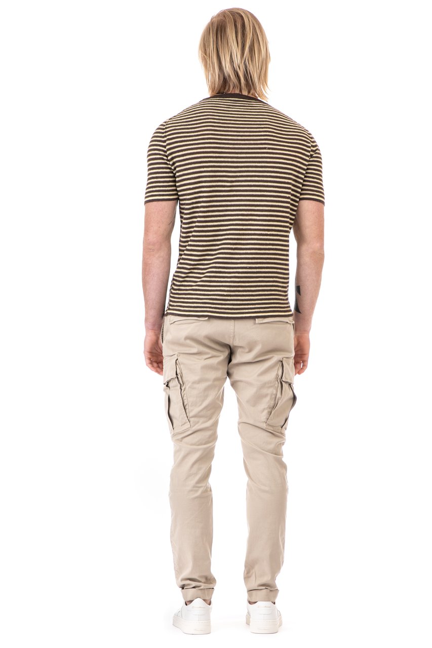 Roberto Collina Striped Linen T-Shirt Neutraal