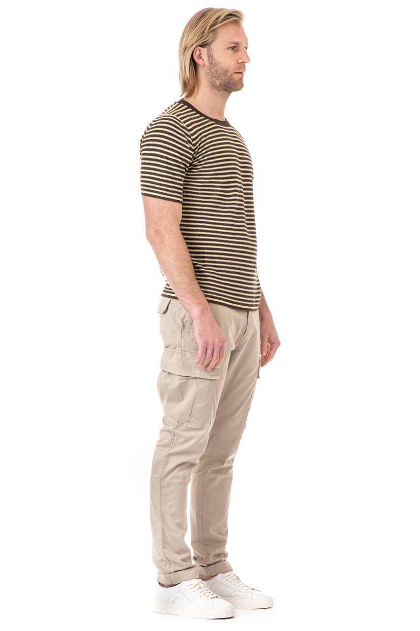 Roberto Collina Striped Linen T-Shirt Neutraal