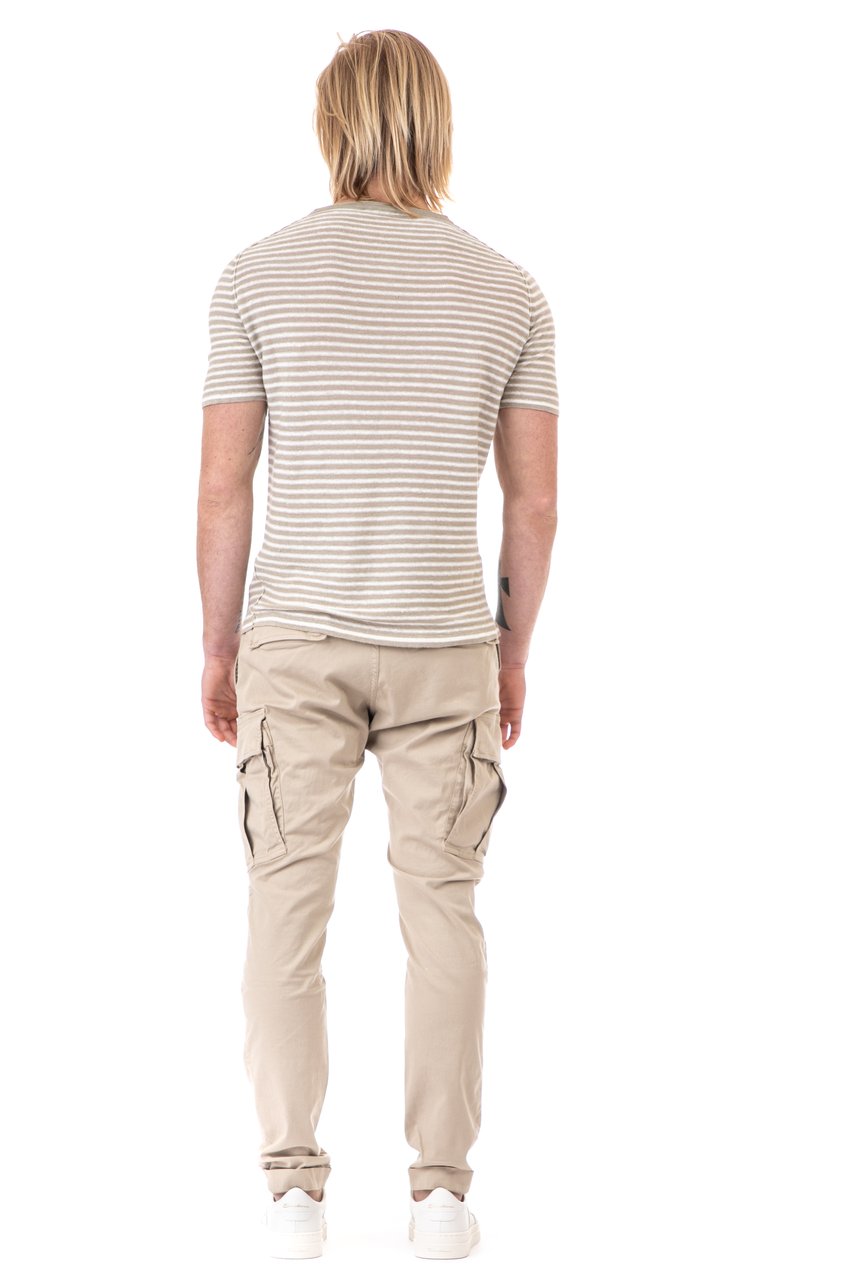 Roberto Collina Striped Linen T-Shirt Neutraal