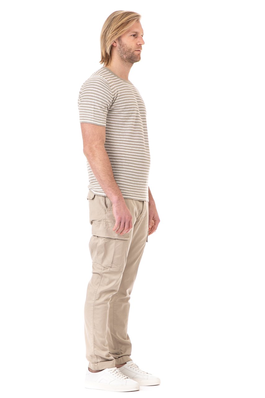 Roberto Collina Striped Linen T-Shirt Neutraal