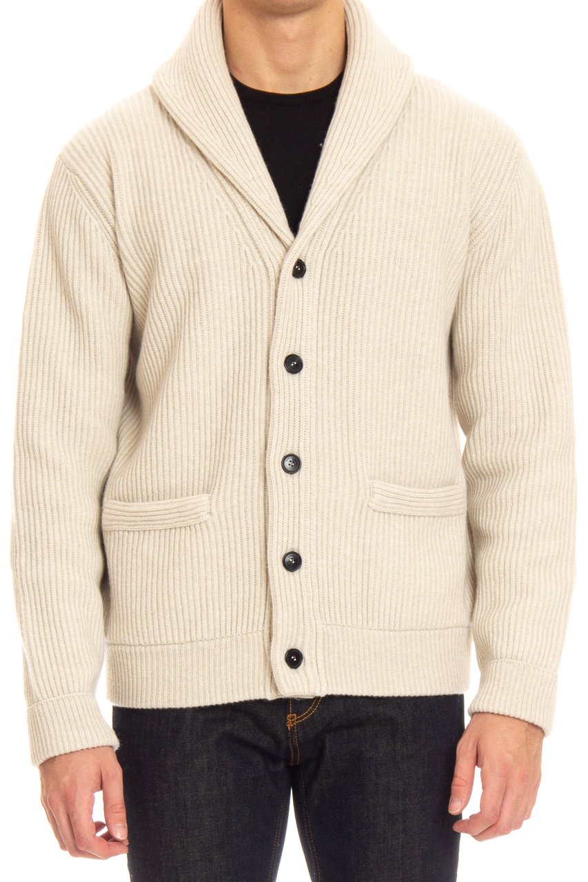 Roberto Collina Relaxed Ribbed Wool-Cashmere Cardigan Neutraal