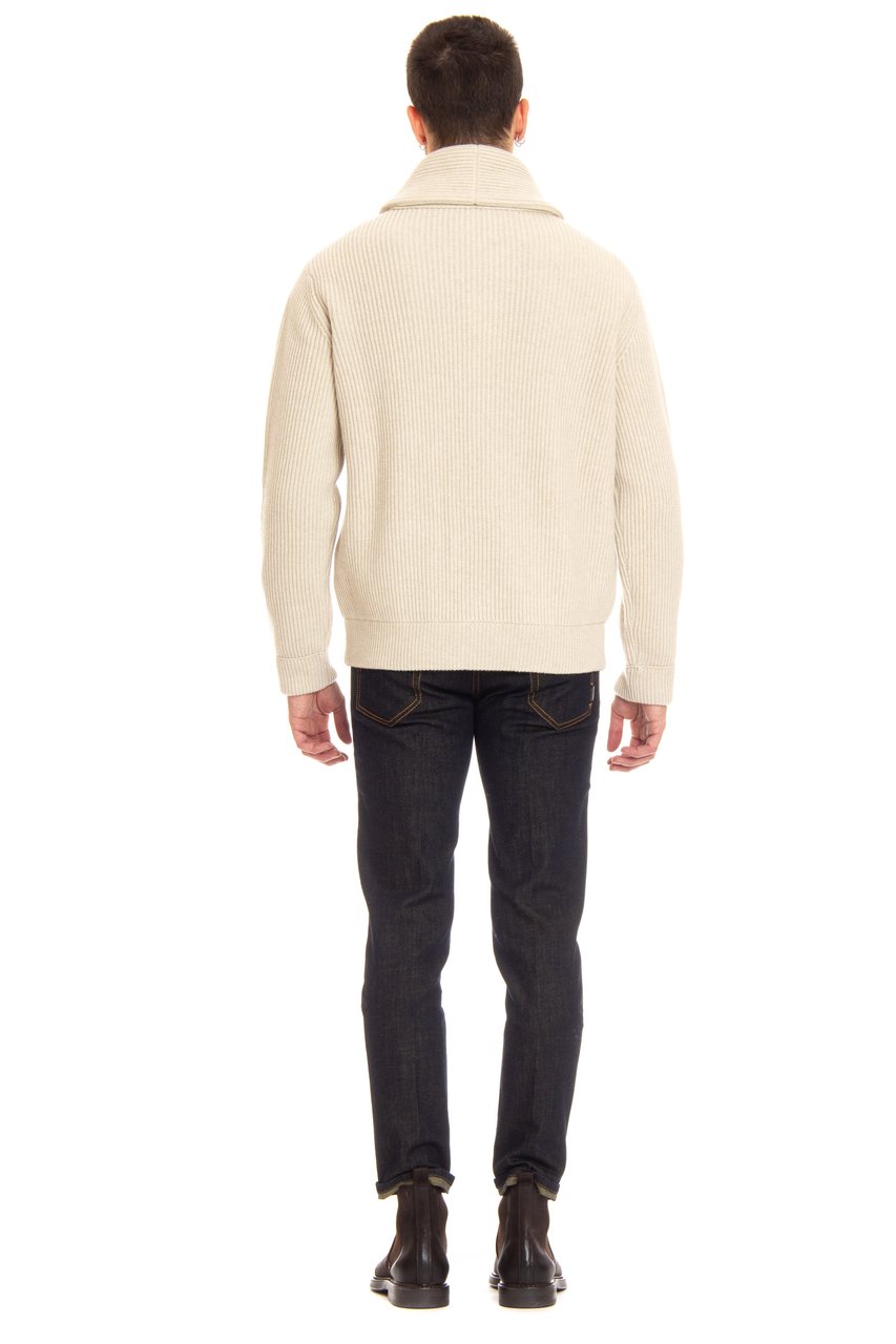 Roberto Collina Relaxed Ribbed Wool-Cashmere Cardigan Neutraal