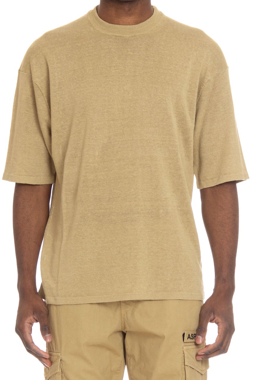 Roberto Collina Pure Linen Over Fit T-Shirt Bruin