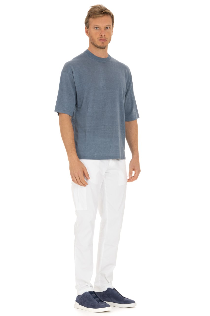 Roberto Collina Pure Linen Over Fit T-Shirt Blauw
