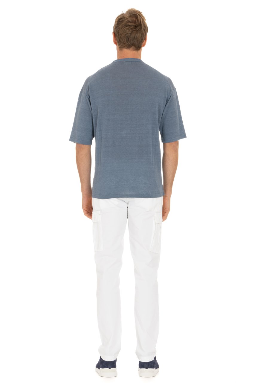 Roberto Collina Pure Linen Over Fit T-Shirt Blauw