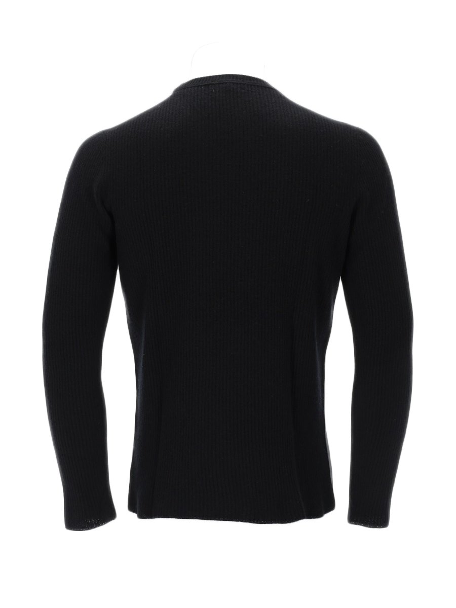 Roberto Collina Black Cashmere Knit Sweater Zwart