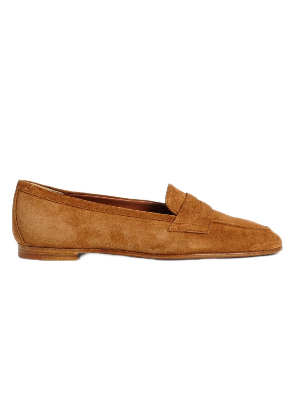 Roberto Festa Casual Suede Loafers With Rounded Toe And Penny Strap Detail Bruin