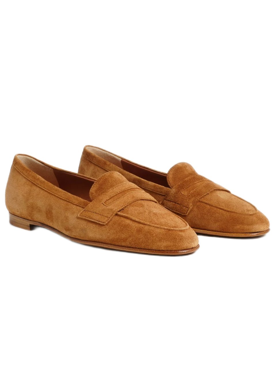 Roberto Festa Casual Suede Loafers With Rounded Toe And Penny Strap Detail Bruin