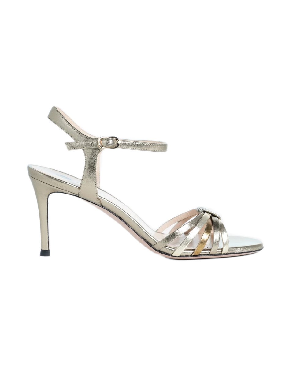 Roberto Festa Titanium Laminated Leather Sandals With Intertwined Straps Neutraal