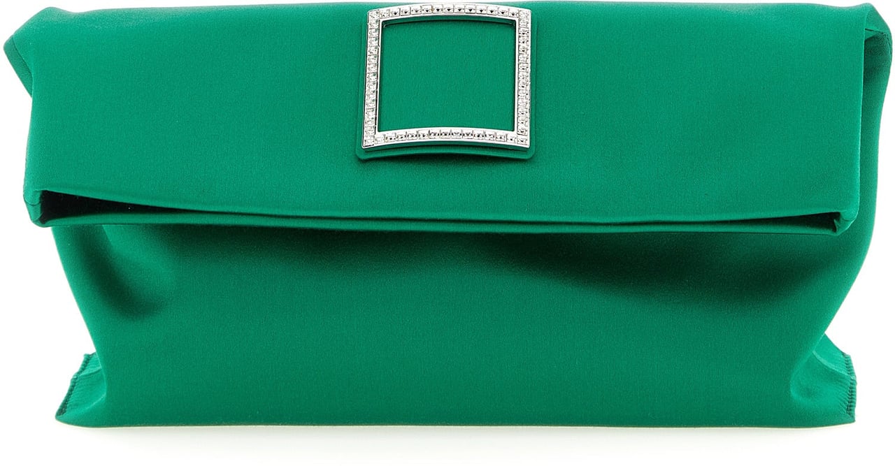 Roger Vivier Bicolor Viscose Clutch Bag Groen