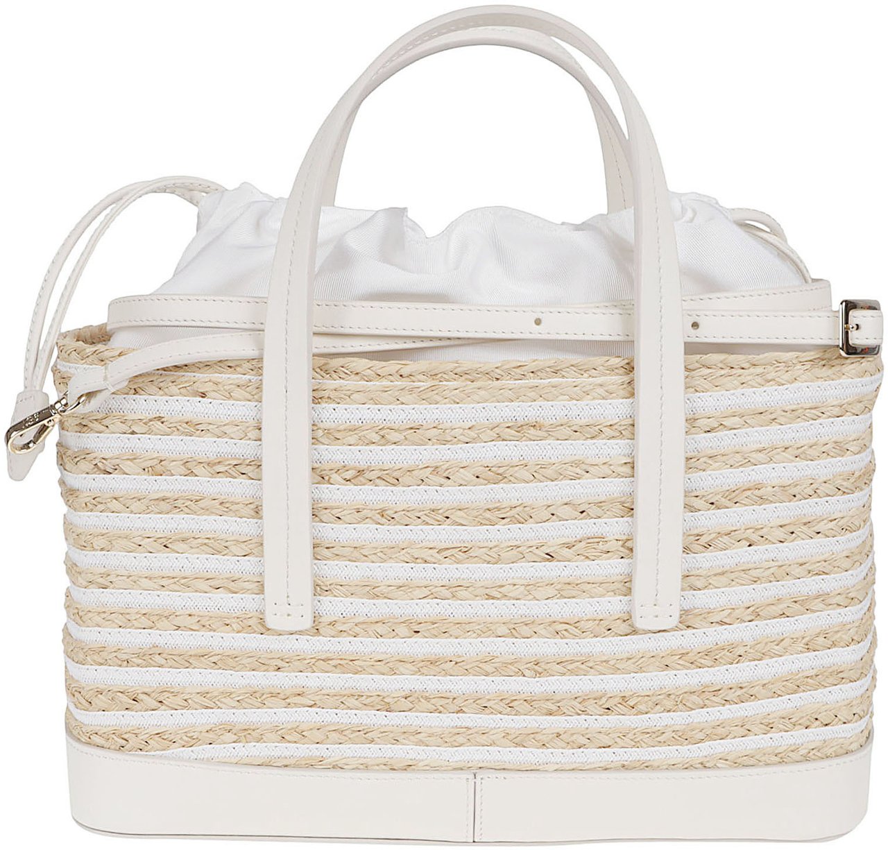 Roger Vivier Structured Handbag with Woven Raffia and Calfskin Accents Wit