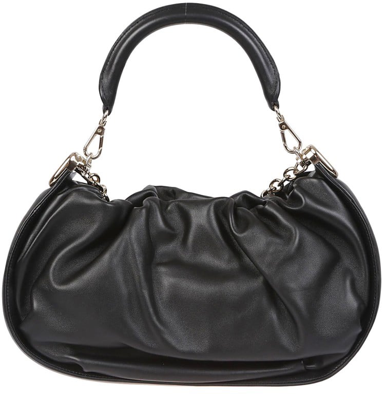 Roger Vivier Gathered Lambskin Handbag With Structured Handle Zwart