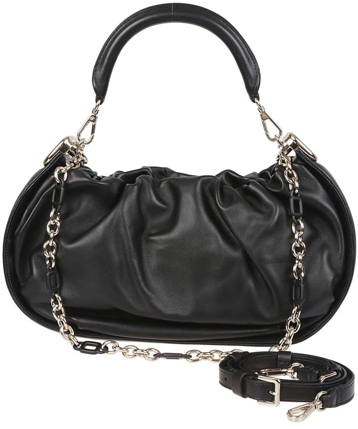 Roger Vivier Gathered Lambskin Handbag With Structured Handle Zwart