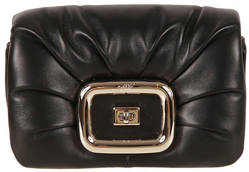 Roger Vivier Lambskin Pleated Handbag With Metallic Clasp Zwart