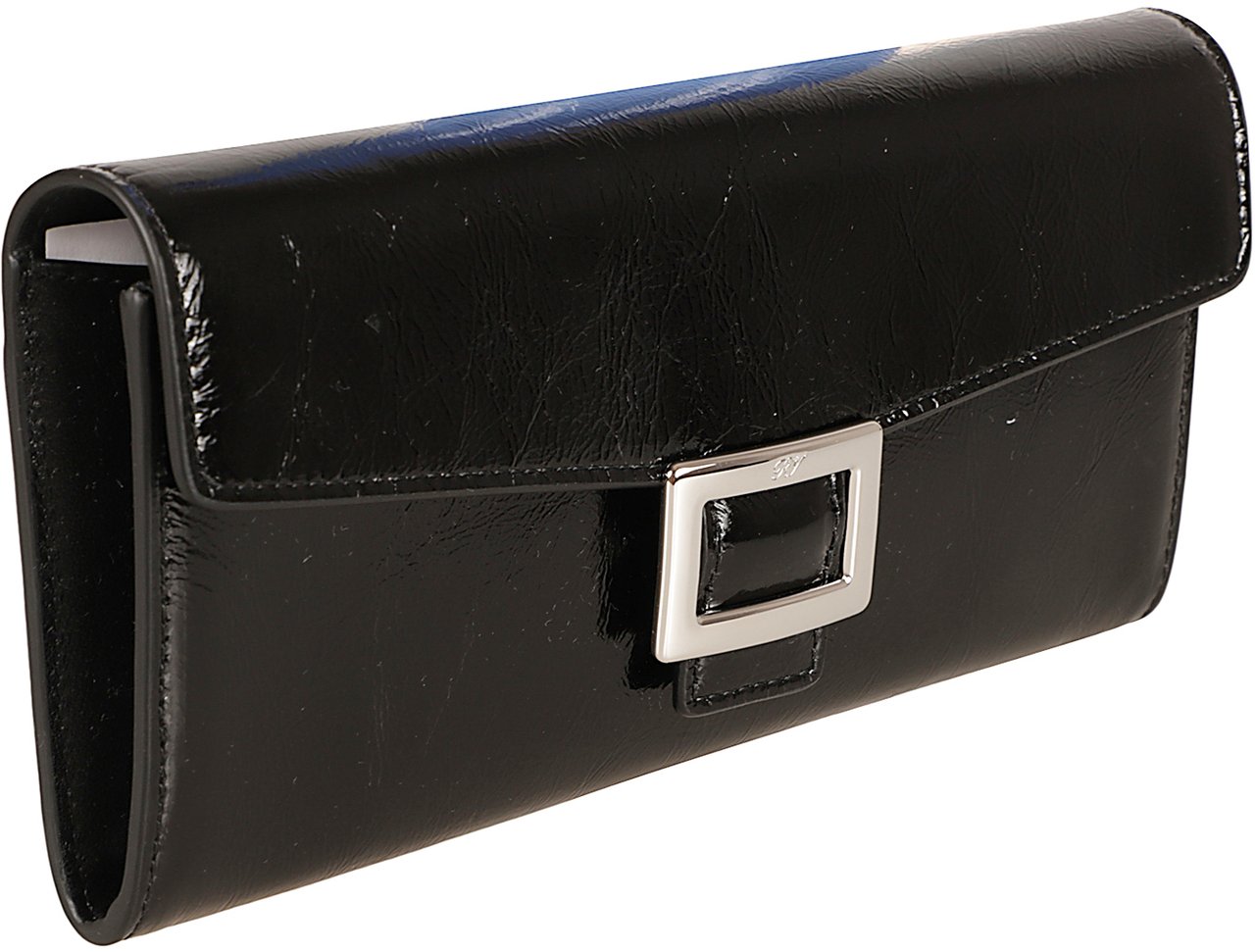 Roger Vivier Patent Leather Wallet Bag With Square Buckle Zwart