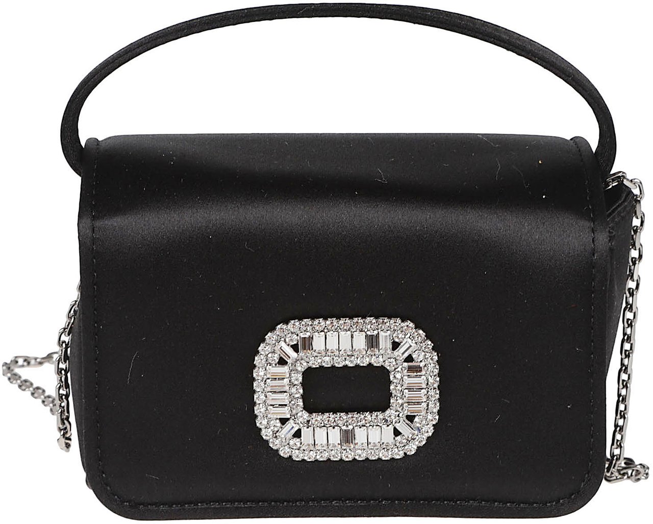 Roger Vivier Rectangular Satin-Finish Evening Bag Zwart