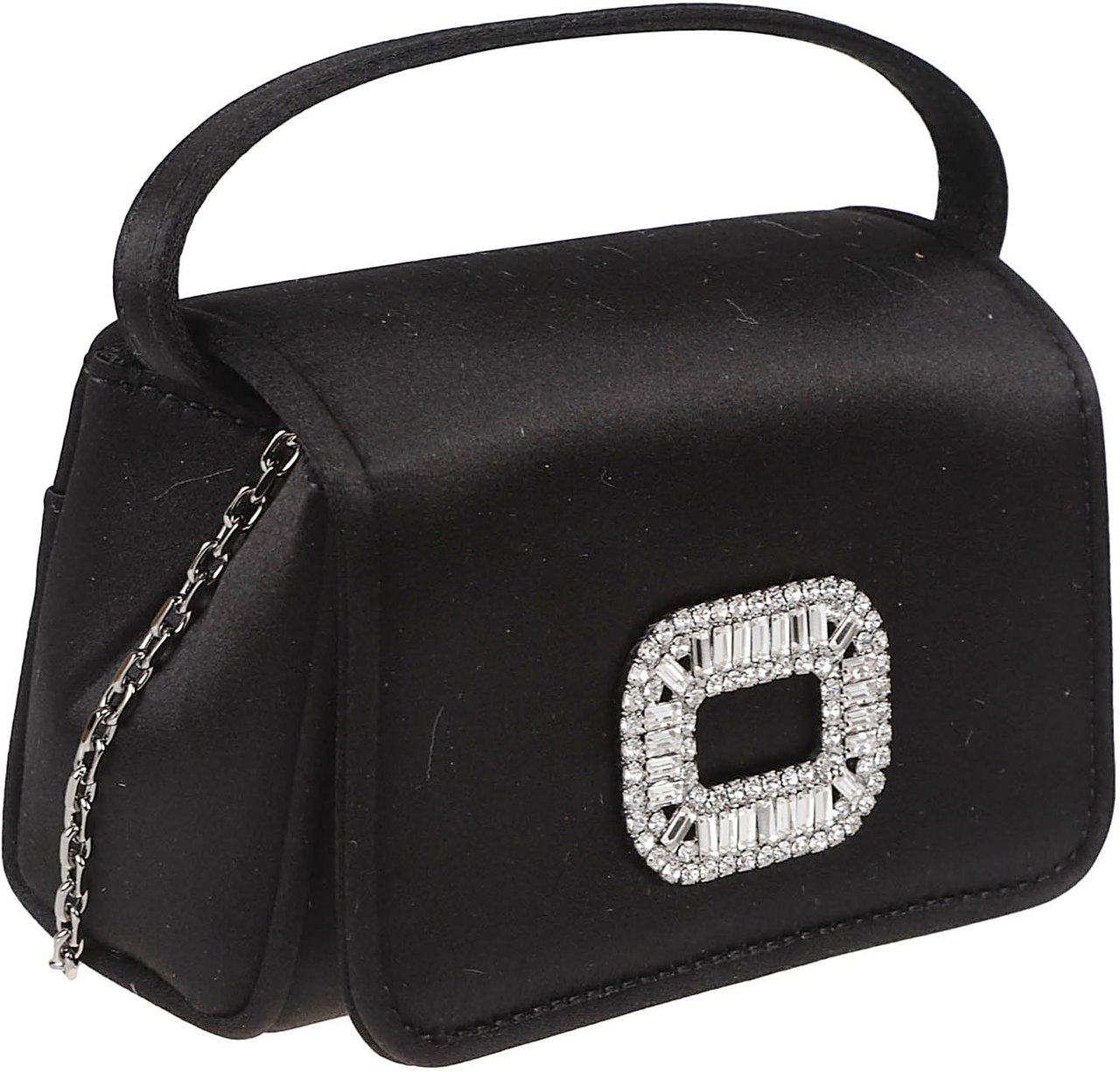 Roger Vivier Rectangular Satin-Finish Evening Bag Zwart